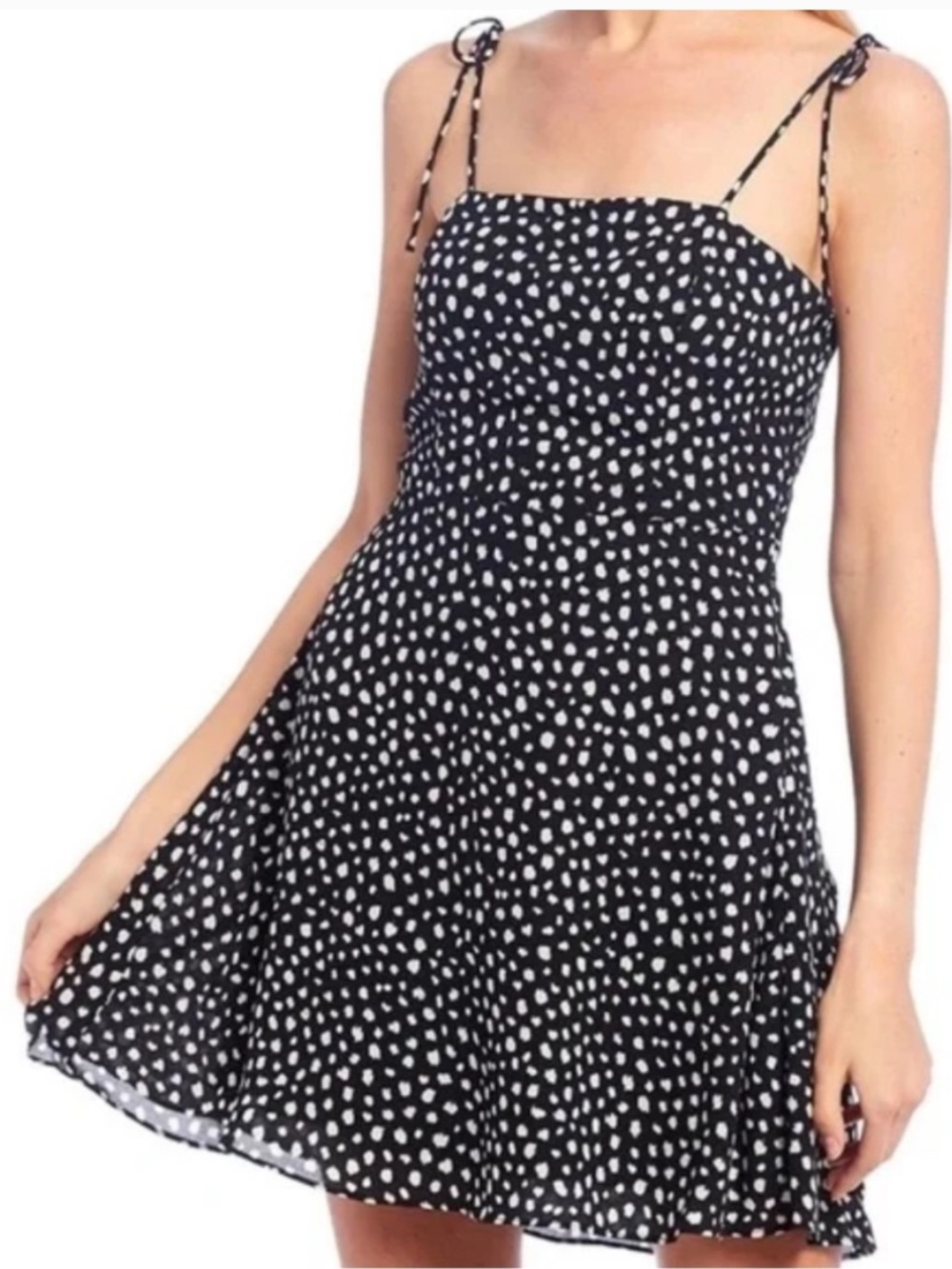 GB Black and White Spotted Tie-Strap Sundress